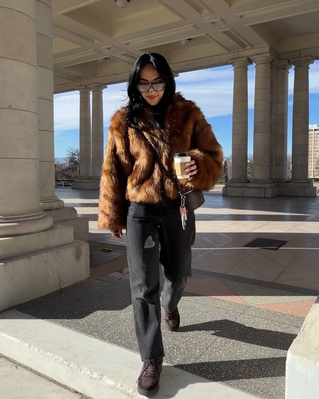 faux fur jacket Warm Cinnamon Faux Fur for Everyday Street Style