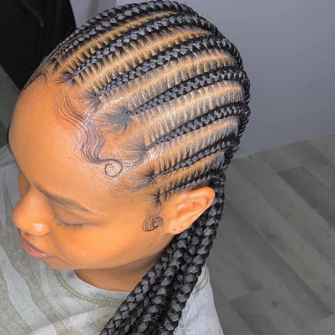 feed in braid hairstyles Feathered Feed-In Cornrows with Perfect Symmetry