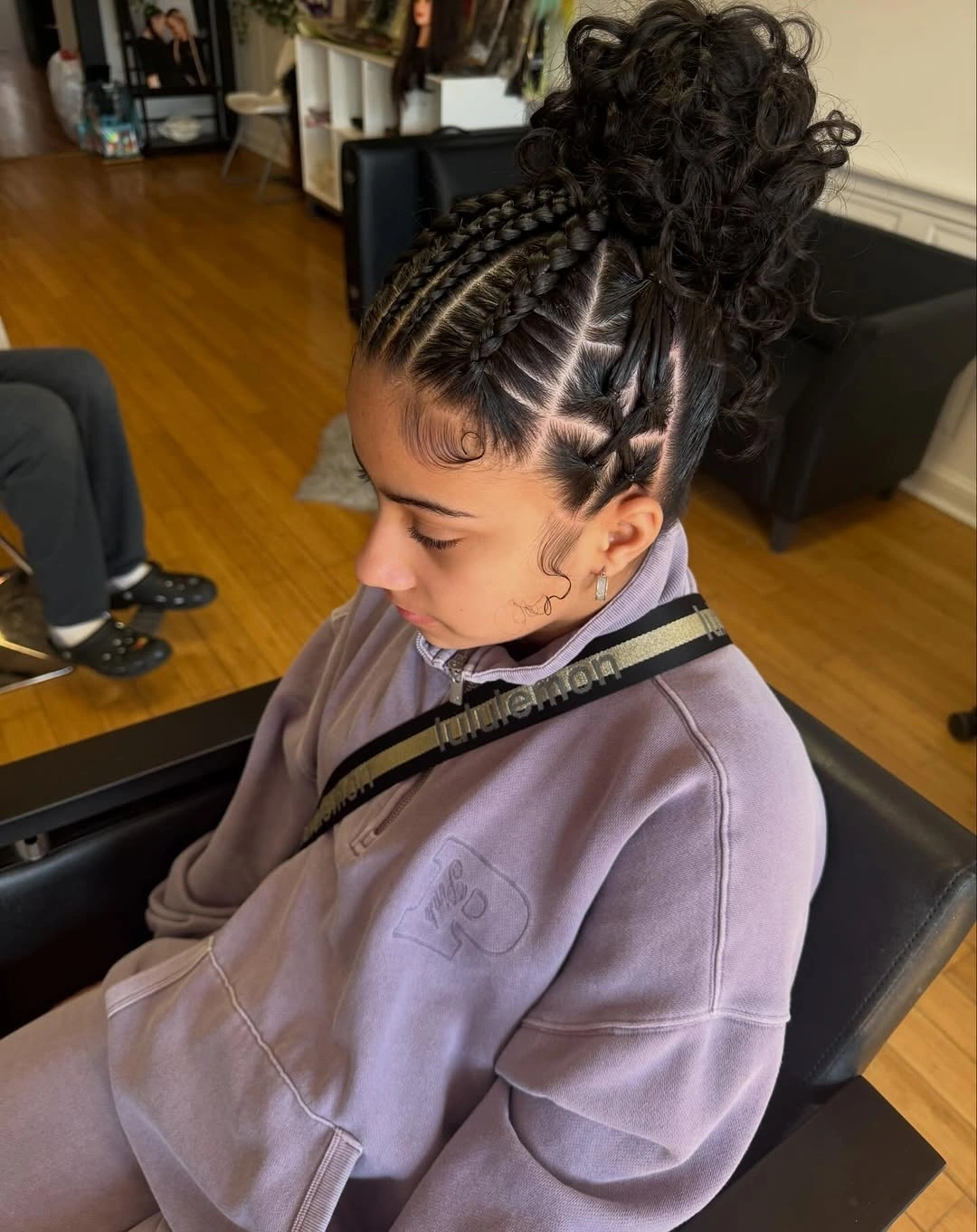 feed in braid hairstyles Statement Braided Bun with Geometric Parting