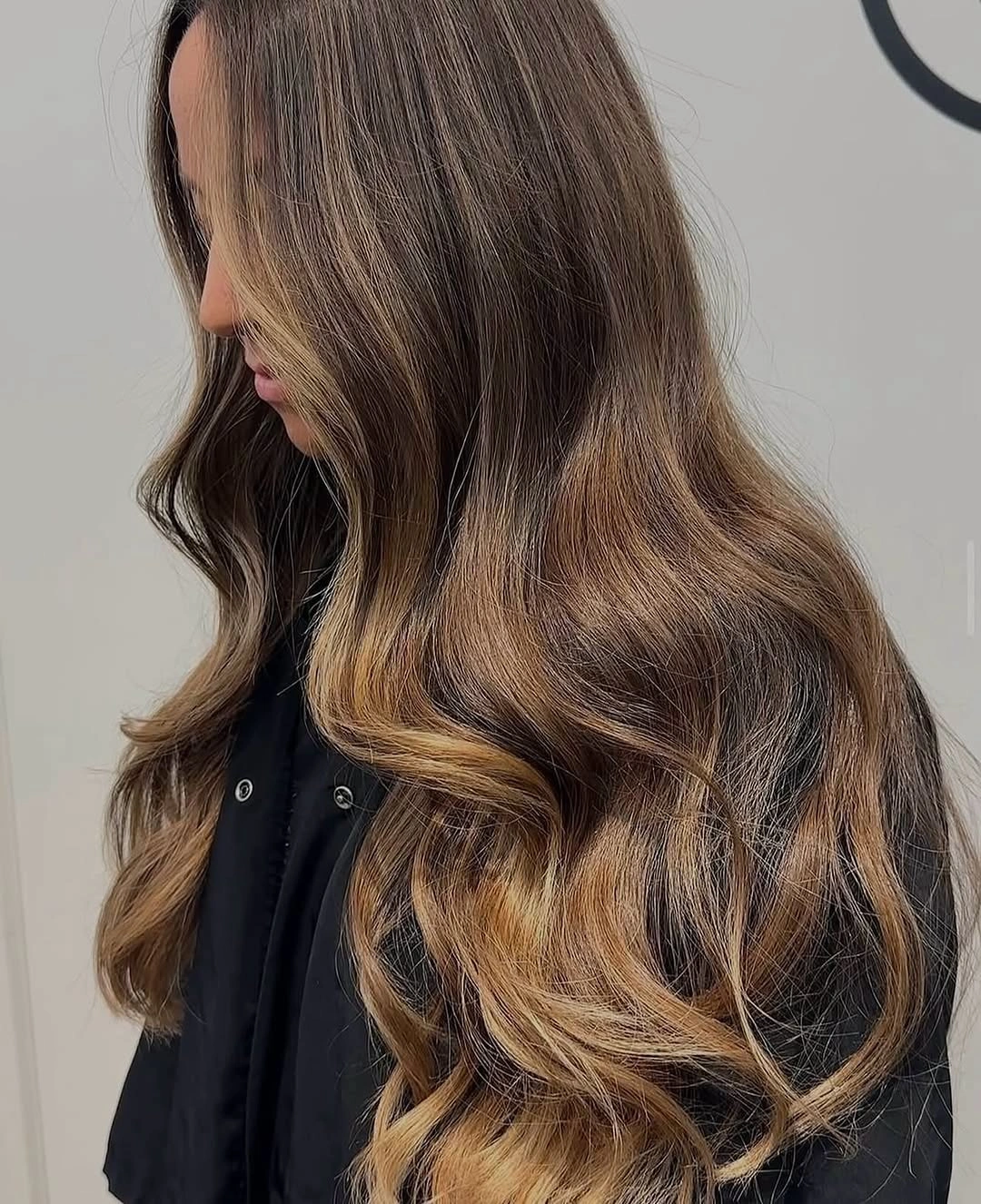 full head babylights blonde on brown hair Honey Blonde Ribbons on Soft Brunette Layers