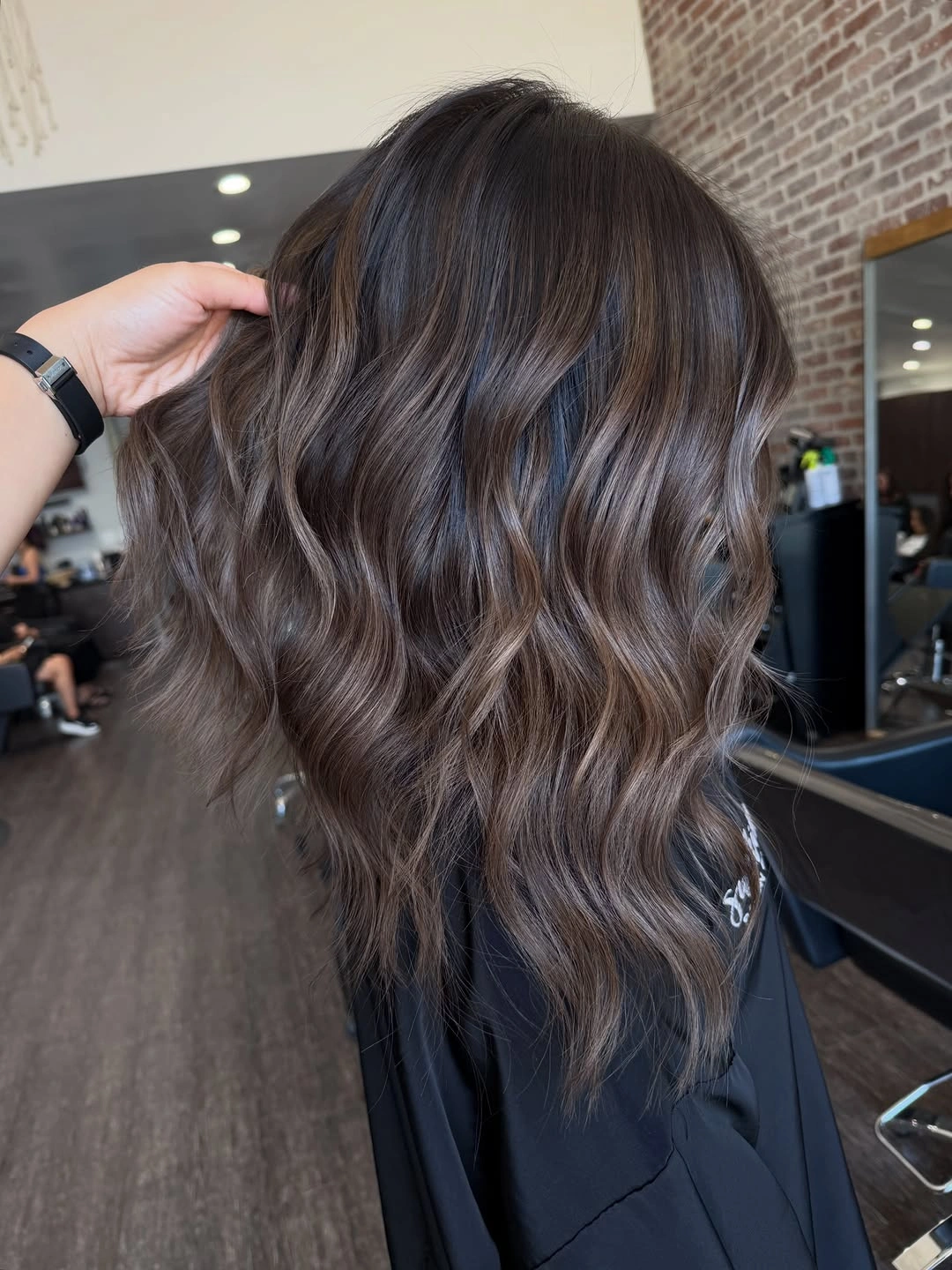full head babylights blonde on brown hair Glossy Brunette Babylights with Subtle Ash Beige Shine
