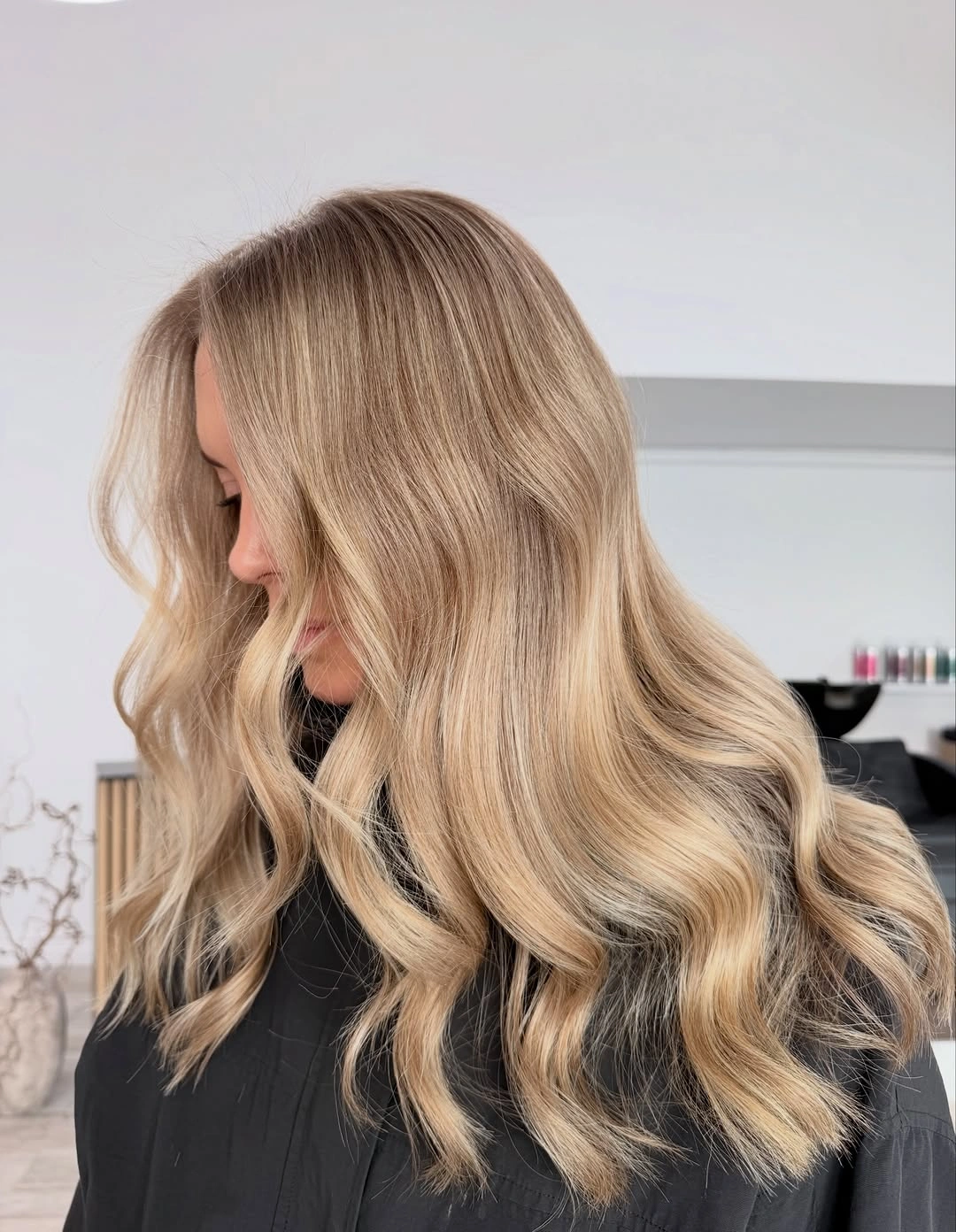 full head babylights blonde on brown hair Bright Honey Blonde Babylights with Smooth Glam Waves