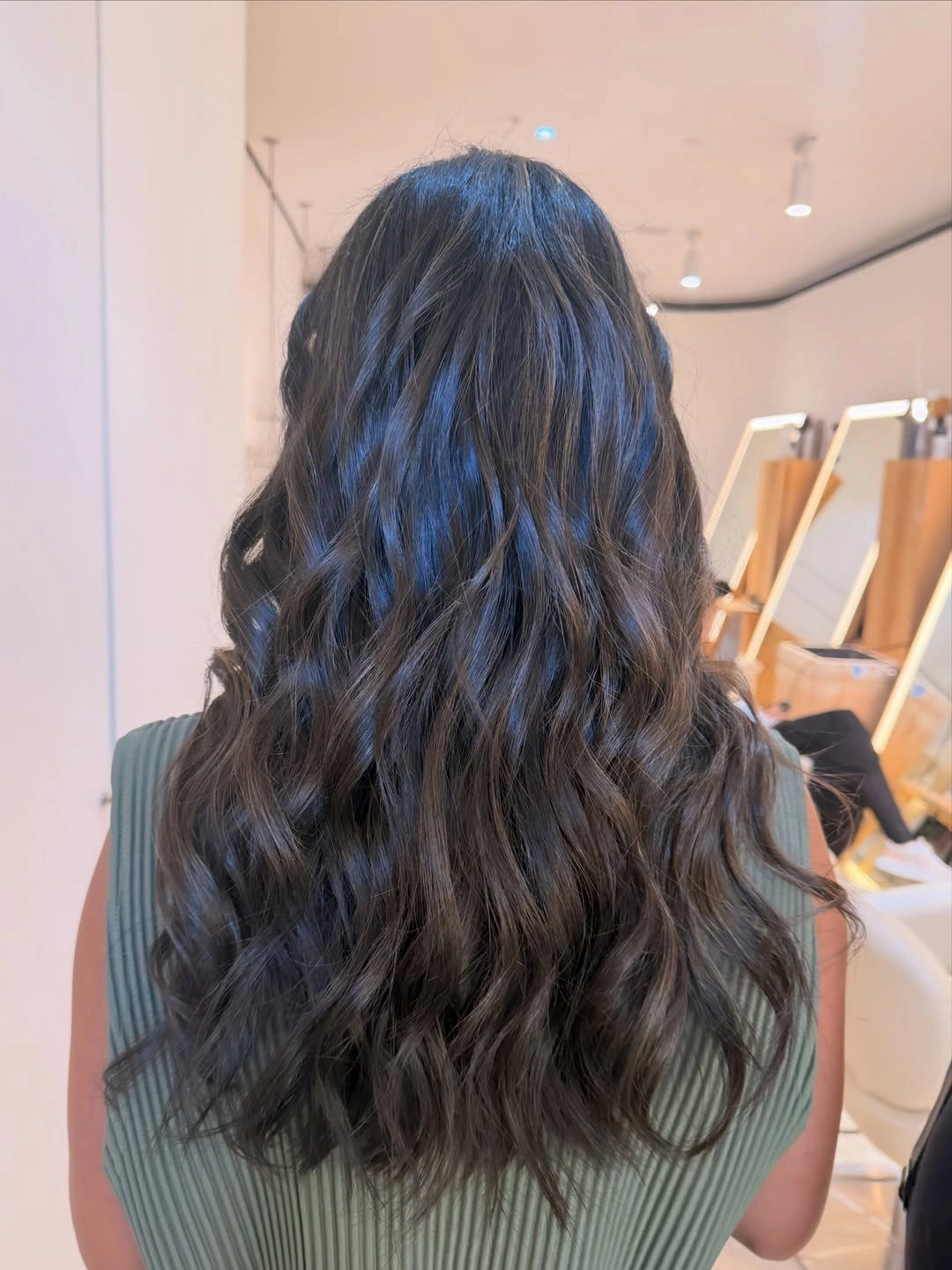 full head babylights blonde on brown hair Soft Espresso Babylights with Glossy Loose Waves