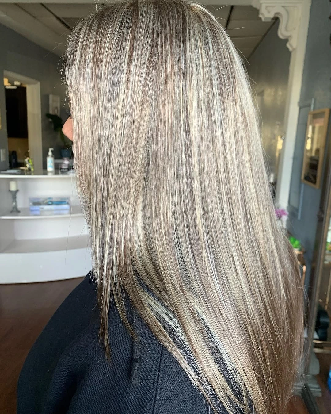 full head babylights blonde on brown hair Straight Ash Blonde Babylights with a Soft Brunette Shadow