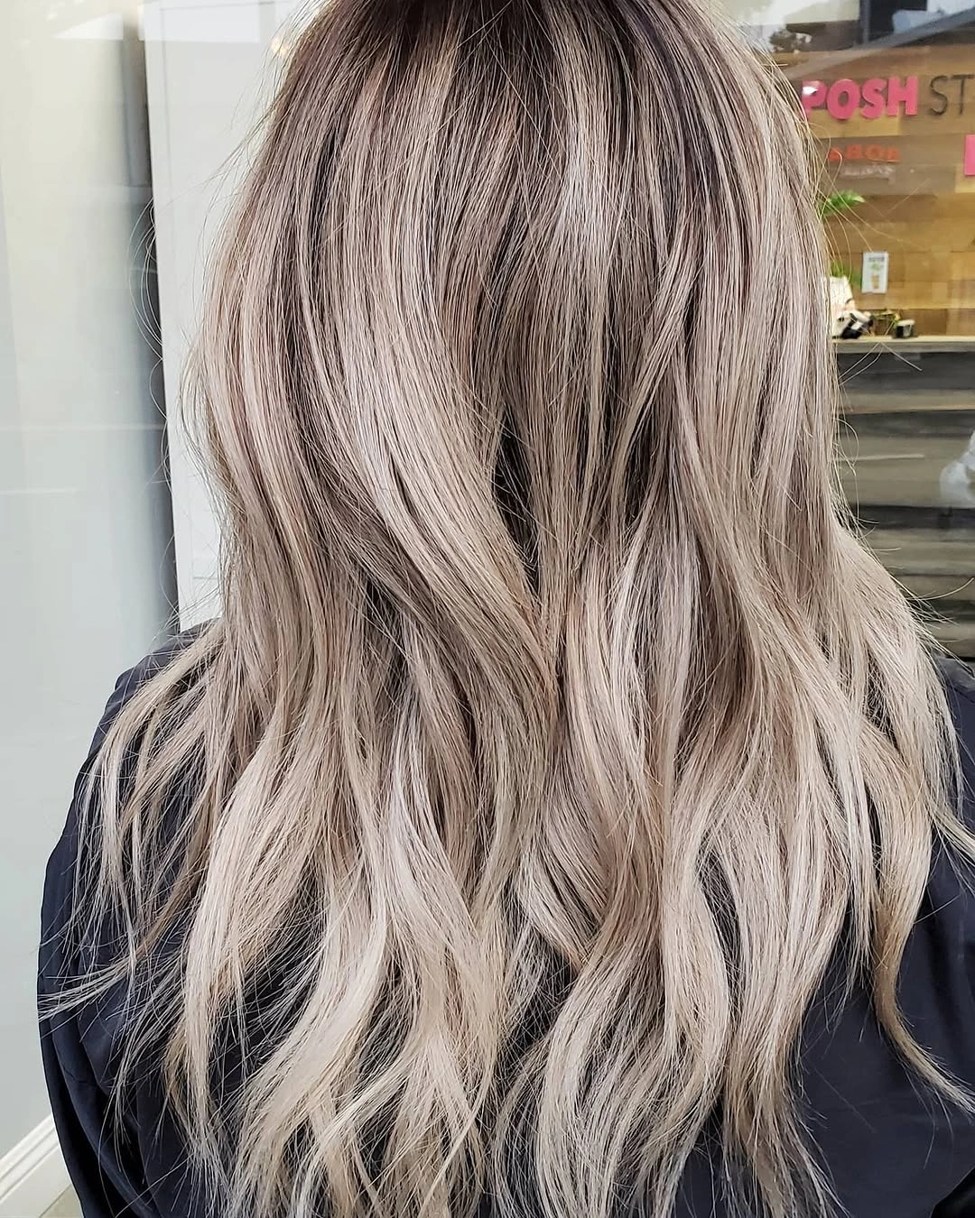 full head babylights blonde on brown hair Icy Beige Waves with Bright Blonde Babylights