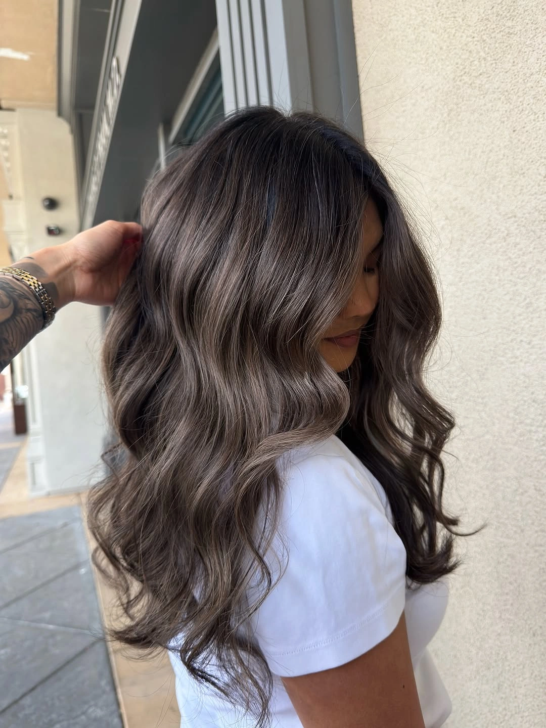 full head babylights blonde on brown hair Glossy Mushroom Brown Babylights with Soft Waves