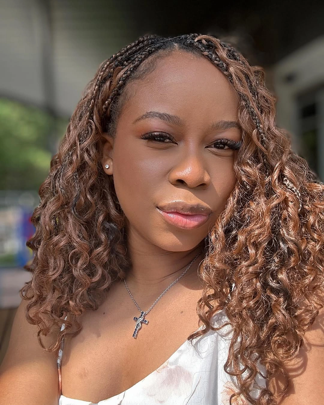 goddess braid Shoulder-Length Goddess Braids with Soft French Curl Finish