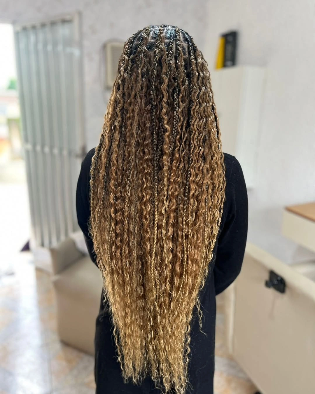goddess braid Long Honey Blonde Goddess Braids with Defined French Curl Texture