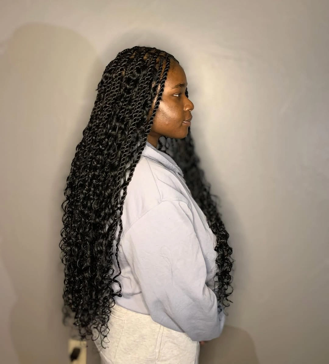 goddess braid Long Black Goddess Braids with Defined Twist Texture