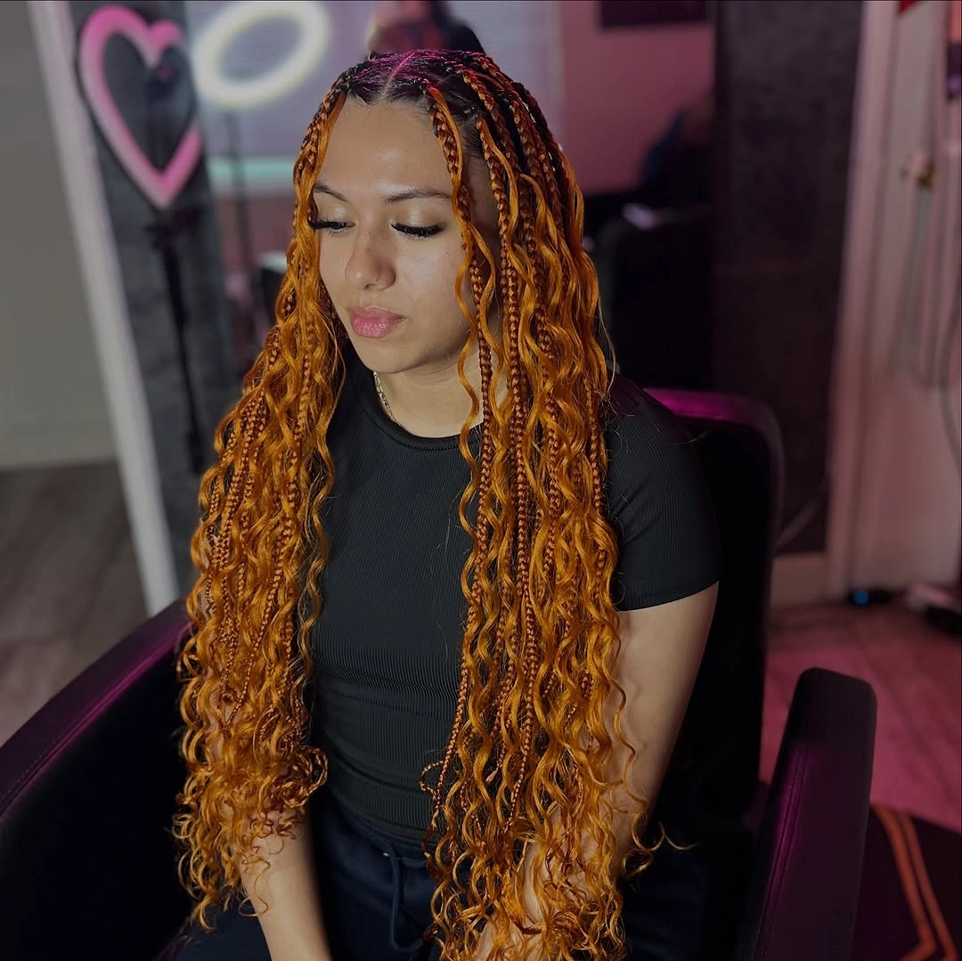 goddess braid Golden Ginger Goddess Braids with Bold Color Contrast