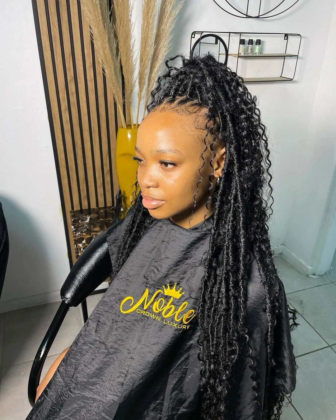 goddess braid Half-Up Goddess Braids with Voluminous Curly Length