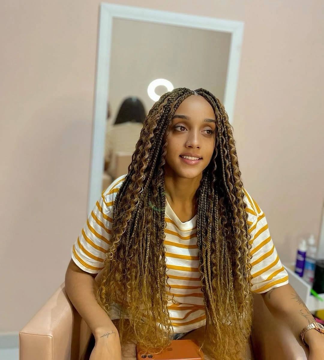 goddess braid Honey Blonde Goddess Braids with Soft Ombre Curls