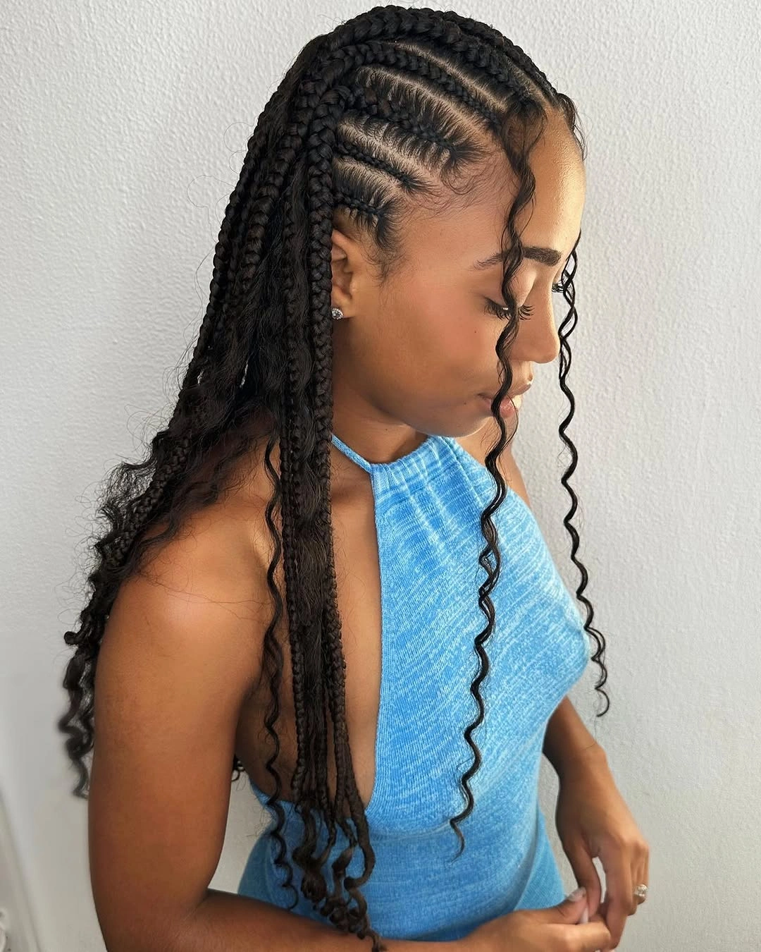 goddess braid Sleek Goddess Braids with Cornrows and Face-Framing Curls