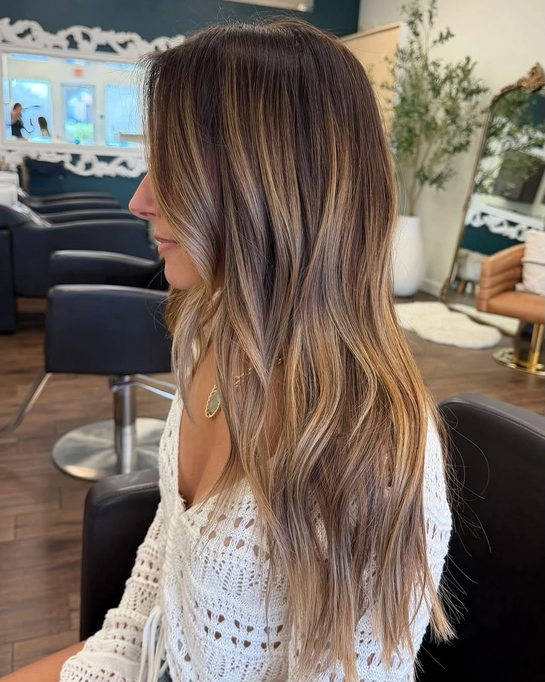 Hair Lowlights: Color Ideas and Inspiration Cool Beige Dimension for Long Layered Hair