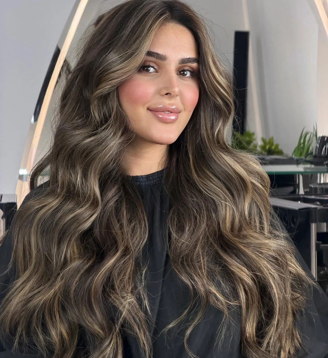 Hair Lowlights: Color Ideas and Inspiration Luxury Mushroom Brunette with Soft Face-Framing Lowlights