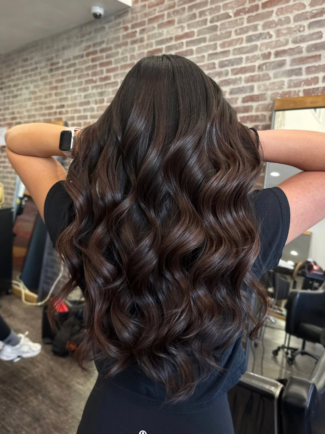 Hair Lowlights: Color Ideas and Inspiration Glossy Espresso Waves with Invisible Lowlight Depth