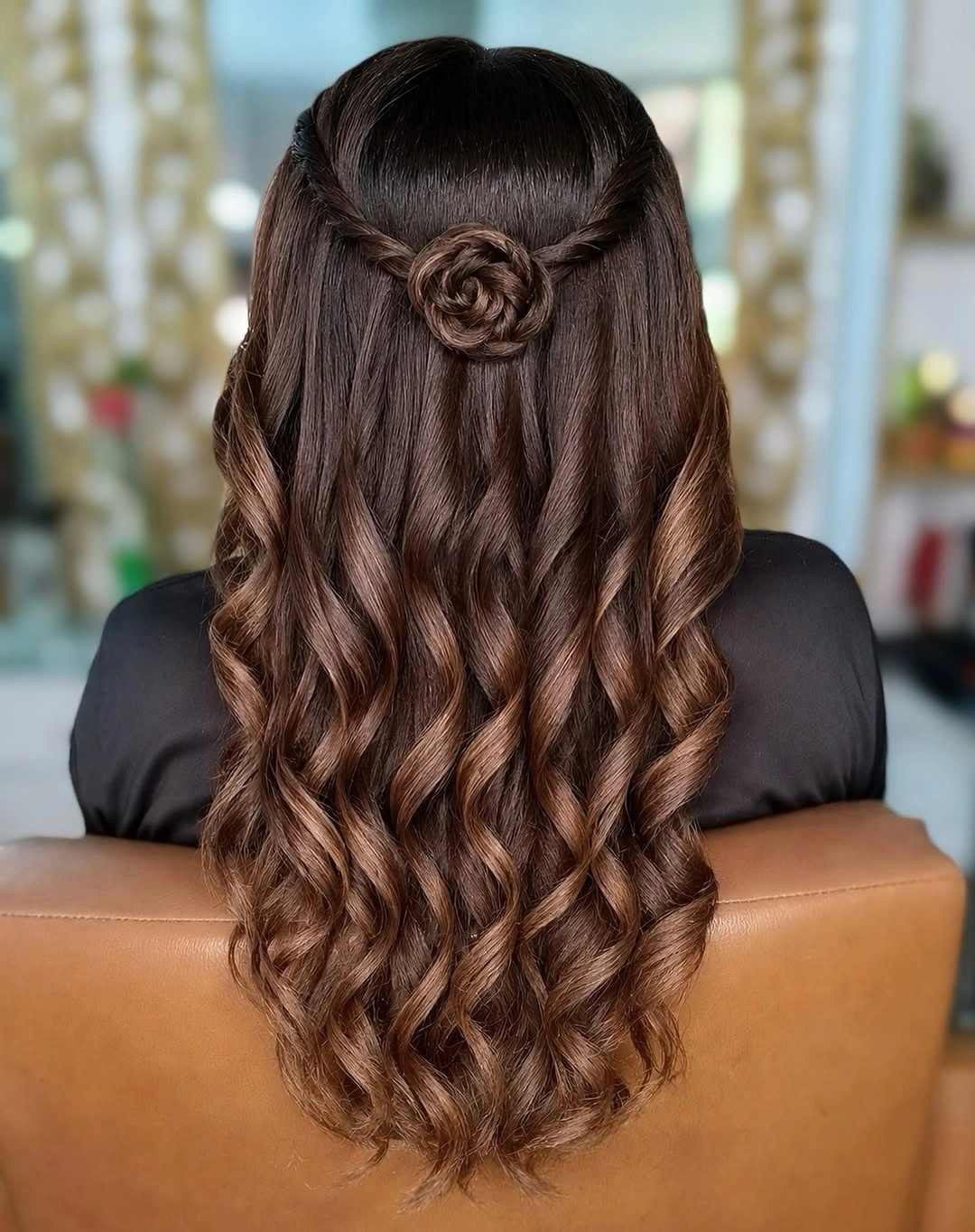 heatless curls hairstyle Romantic Twisted Rose Half-Up Curls for Elegant Days