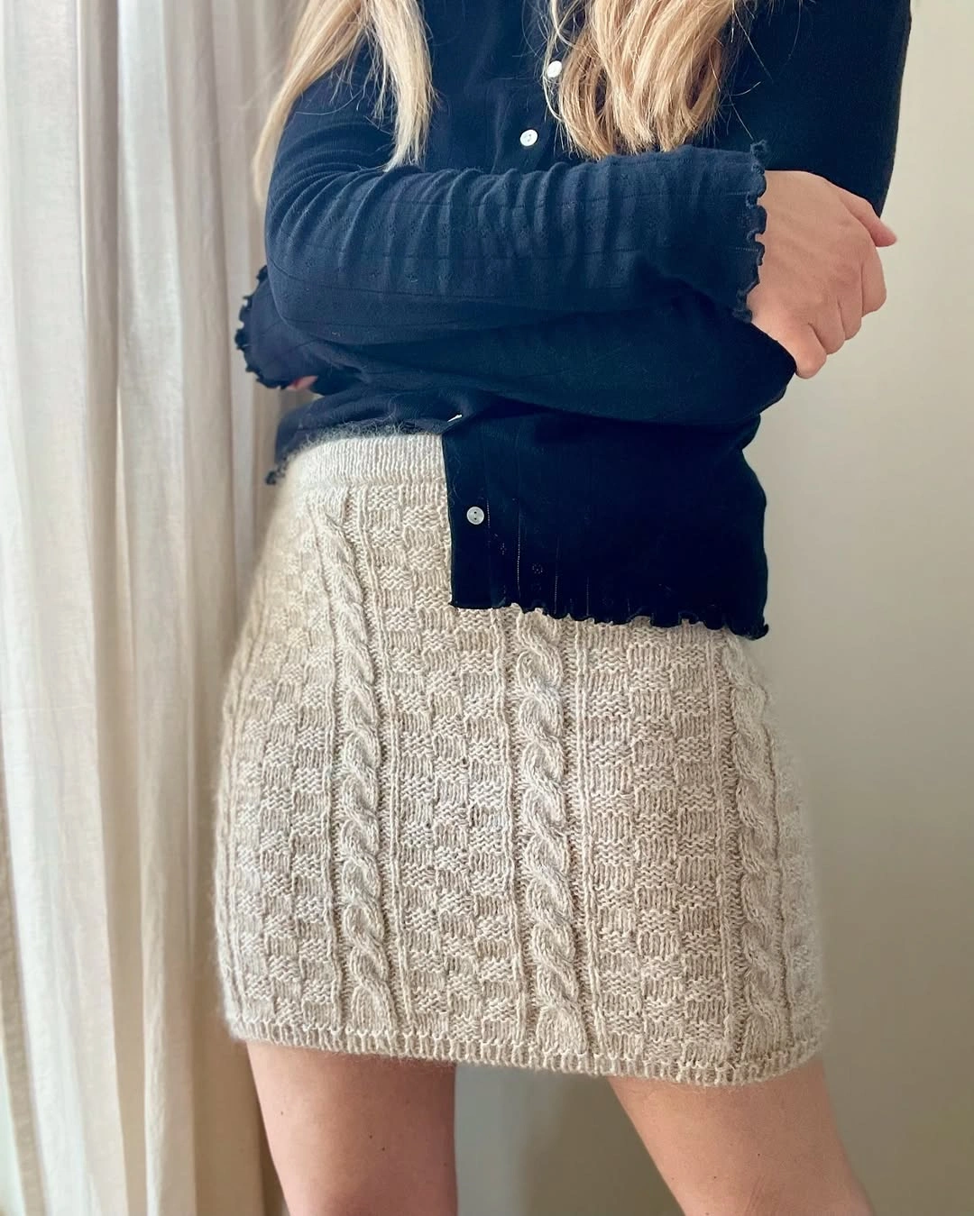 knit skirt outfits fall 2026 Classic Cable Knit Mini With Timeless Contrast