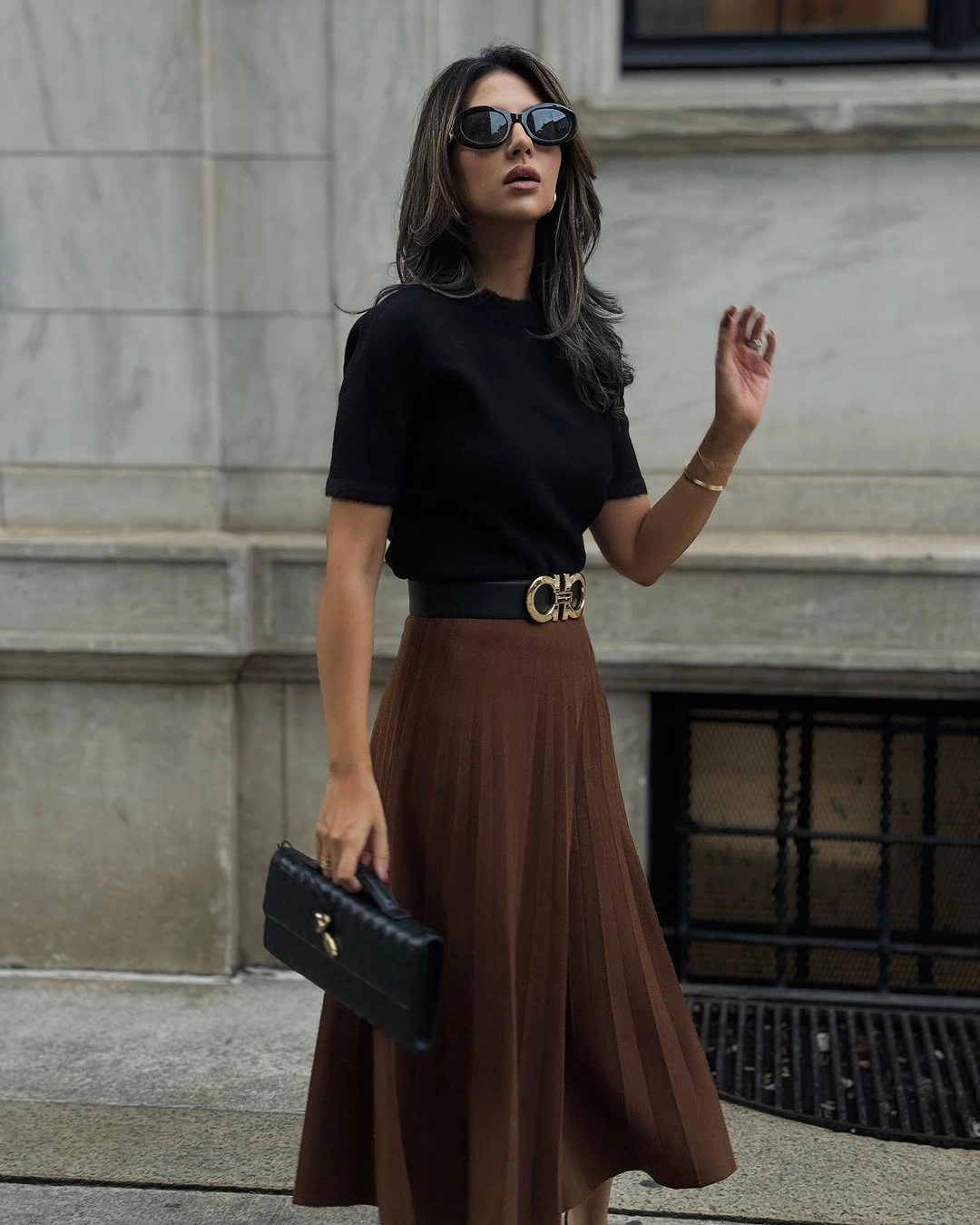 knit skirt outfits fall 2026 Classic Black and Chocolate Never Miss