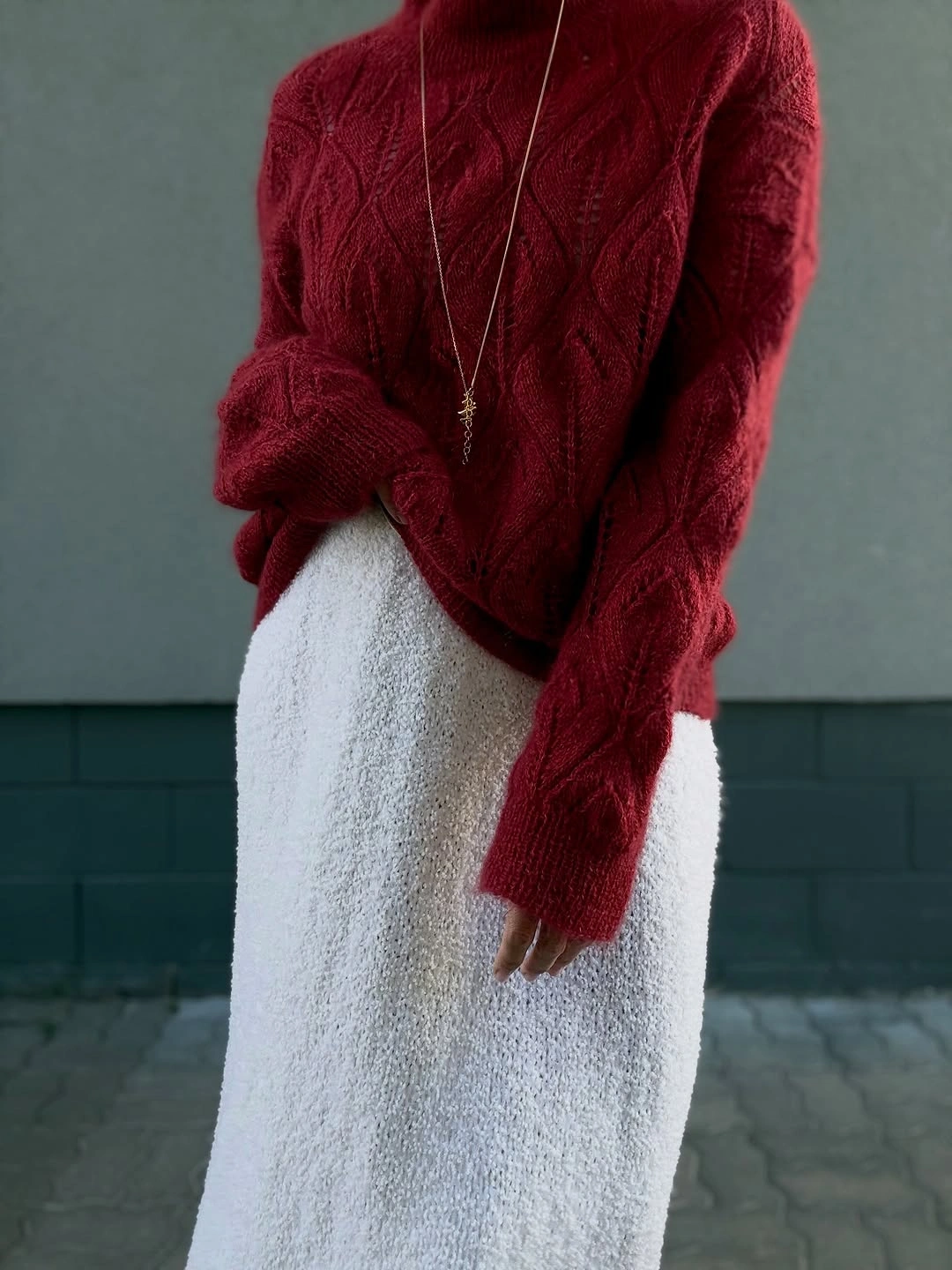 knit skirt outfits fall 2026 Burgundy and Cream Create Autumns Richest Color Story