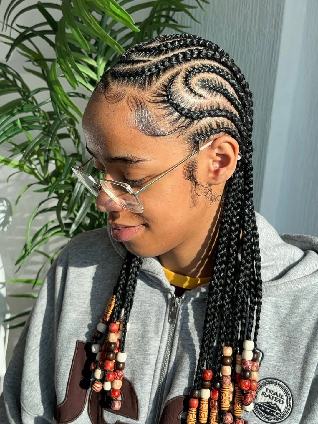 lemonade braid hairstyle Artistic Swirl Lemonade Braids with Statement Beads