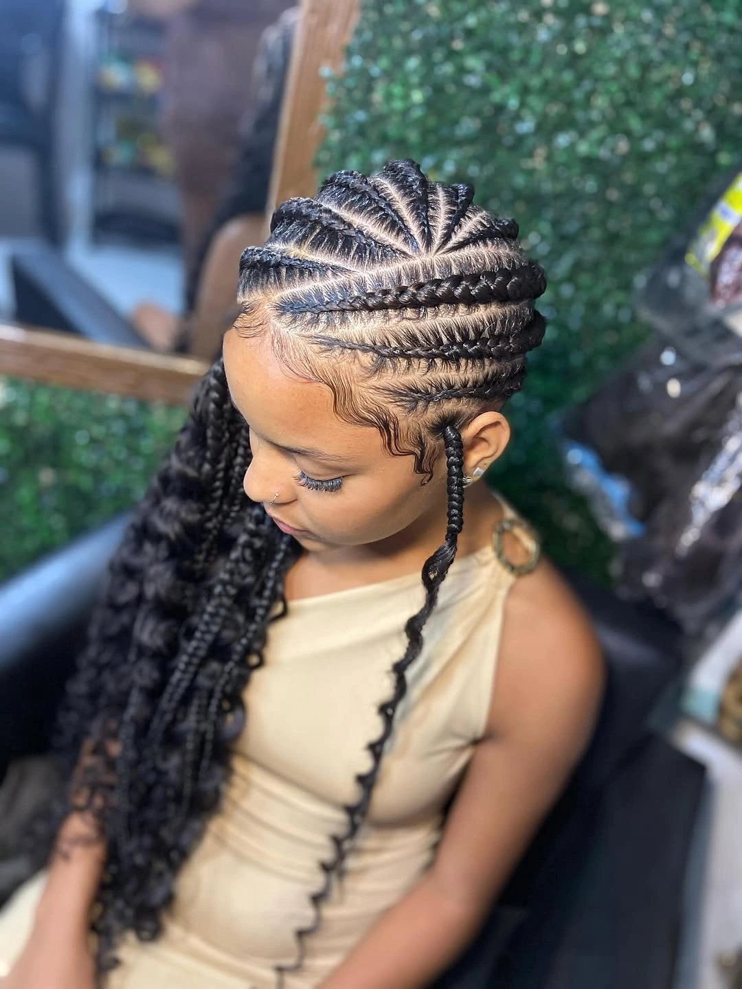 lemonade braid hairstyle Crown Stitch Lemonade Braids with Soft Curly Ends