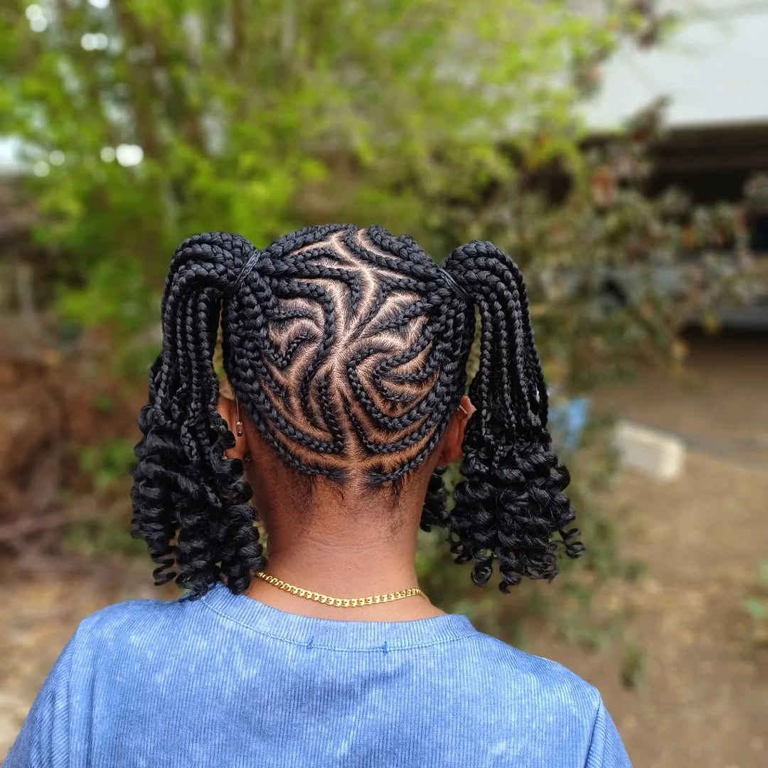 lemonade braid hairstyle Playful Half-Up Lemonade Braids with Graphic Stitch Pattern