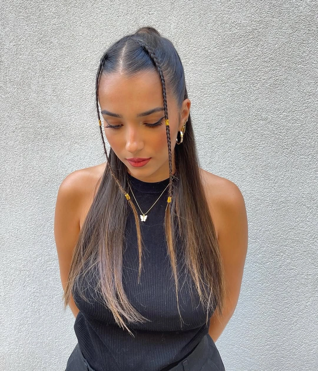 September hairstyles ideas 2026 Straight Hair With Face Braids