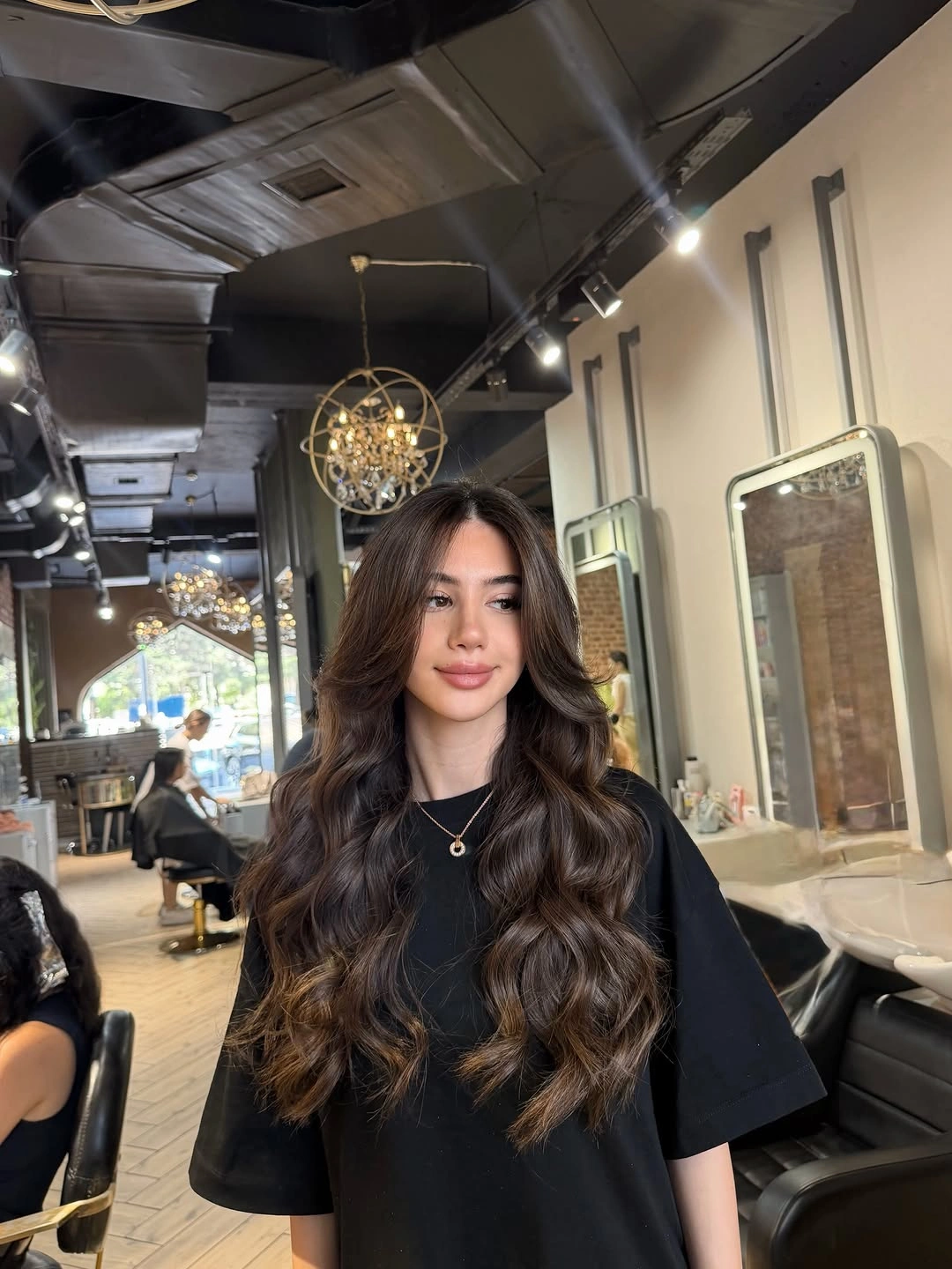 September hairstyles ideas 2026 Long Brunette Salon Waves With Center Part