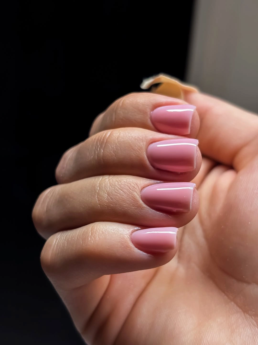 September nail art ideas 2026 Dusty Rose Short Squares With Glossy Finish