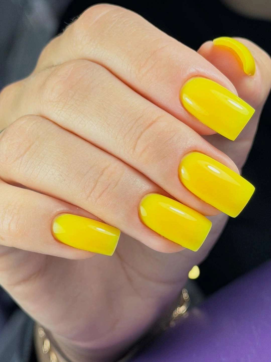 September nail art ideas 2026 Bright Yellow Square Nails