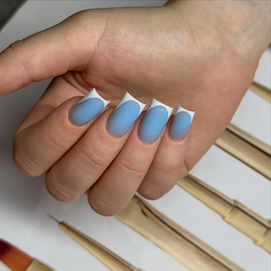 September nail art ideas 2026 Baby Blue Short Oval Nails