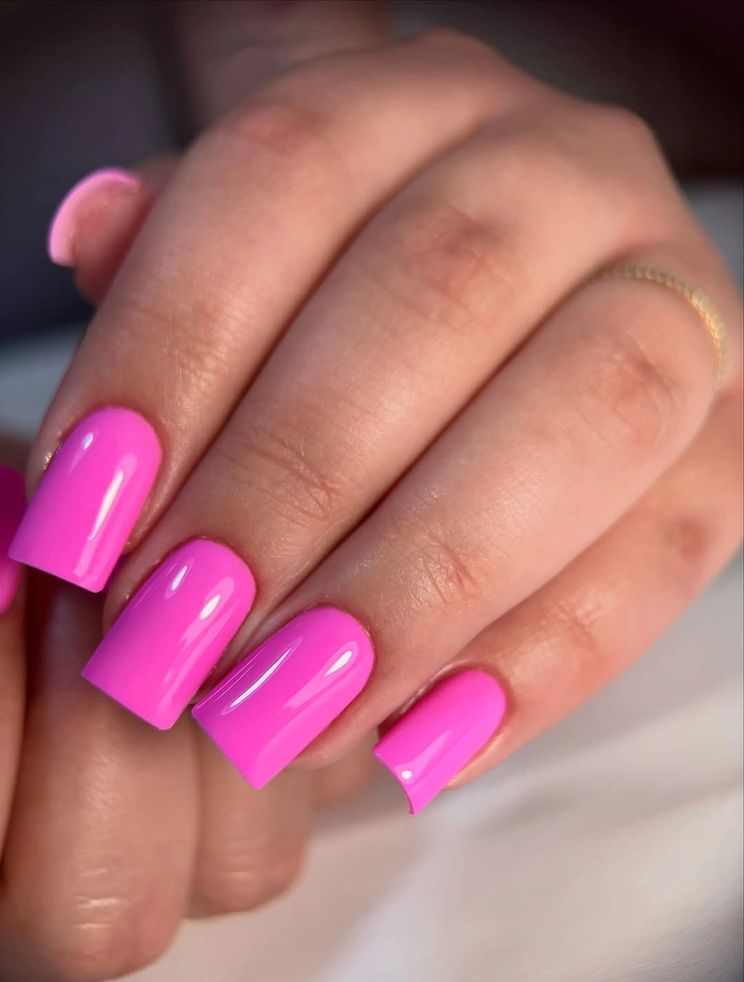 September nail art ideas 2026 Hot Pink Square Nails With Bright Solid Color