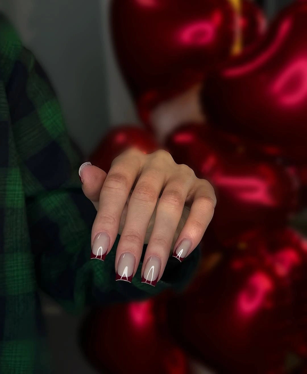 September nail designs 2026 Short Nude Nails With Silver Glitter French Tips