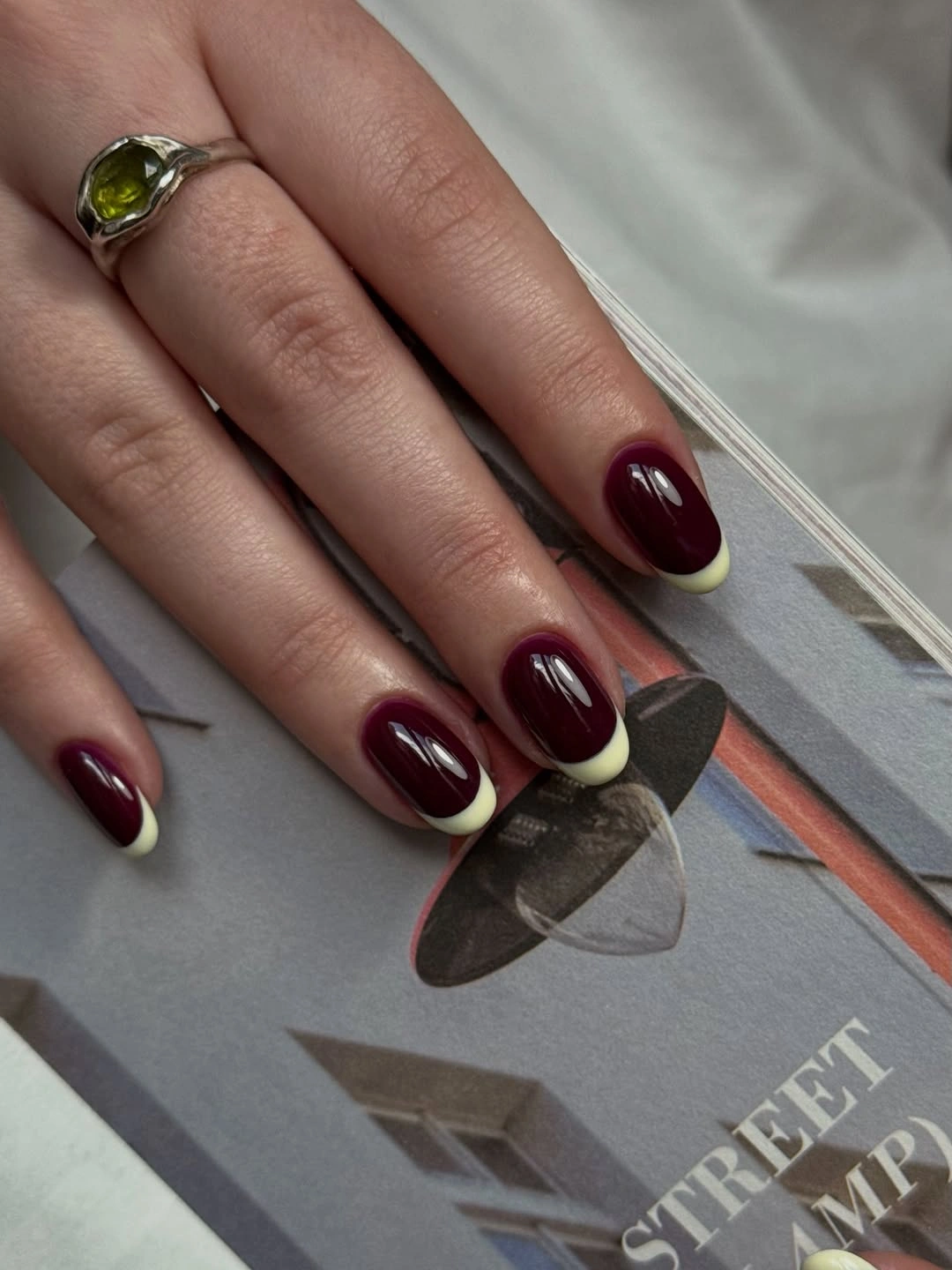 September nail designs 2026 Glossy Burgundy Oval Nails