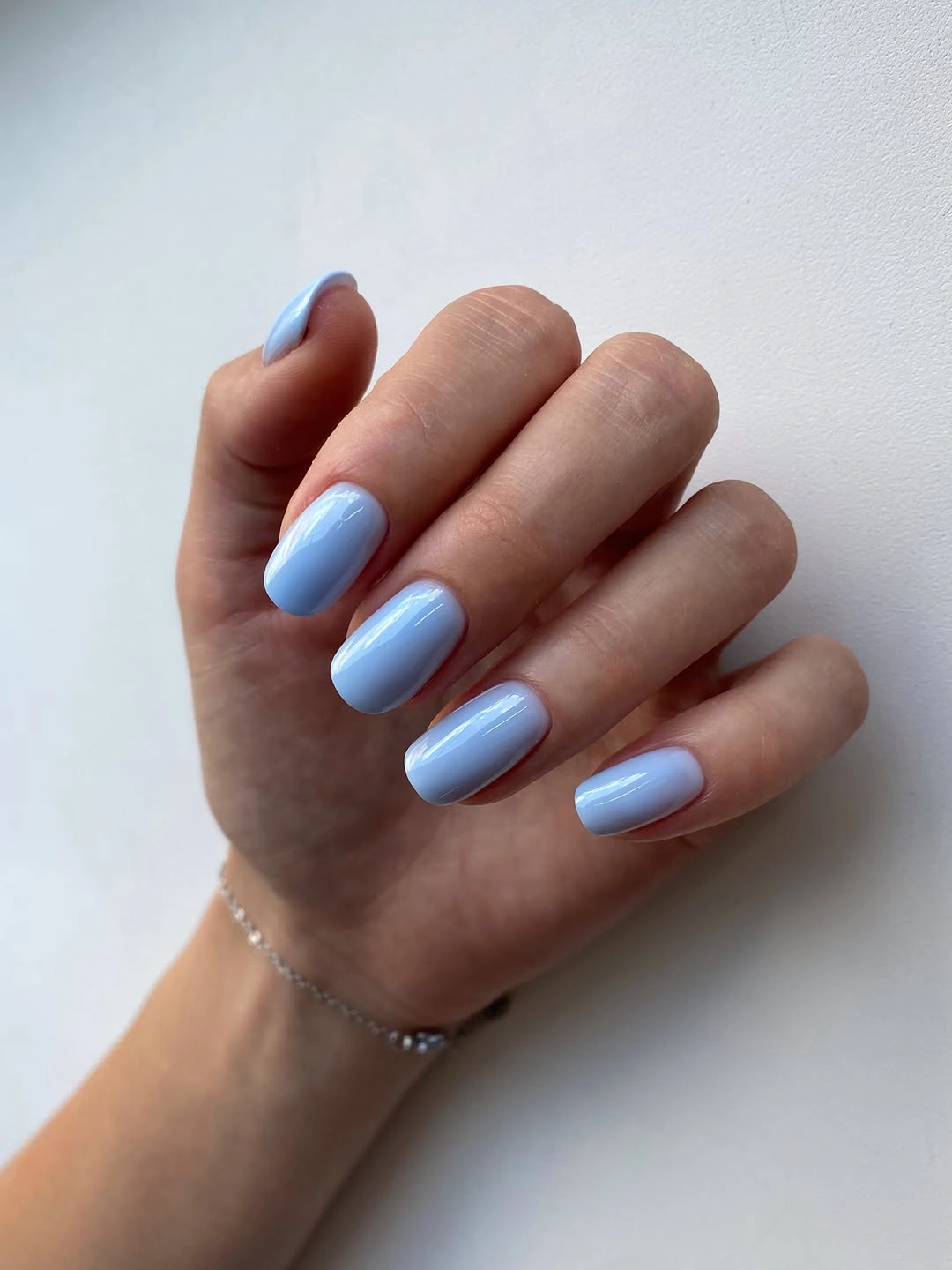 September nail designs 2026 Baby Blue Short Oval Nails