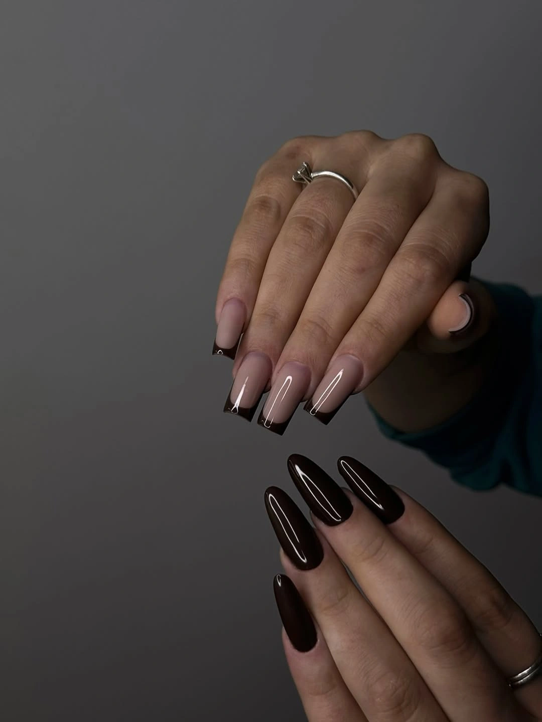 September nail designs 2026 Mauve Short Squares With Dark Chocolate Solids