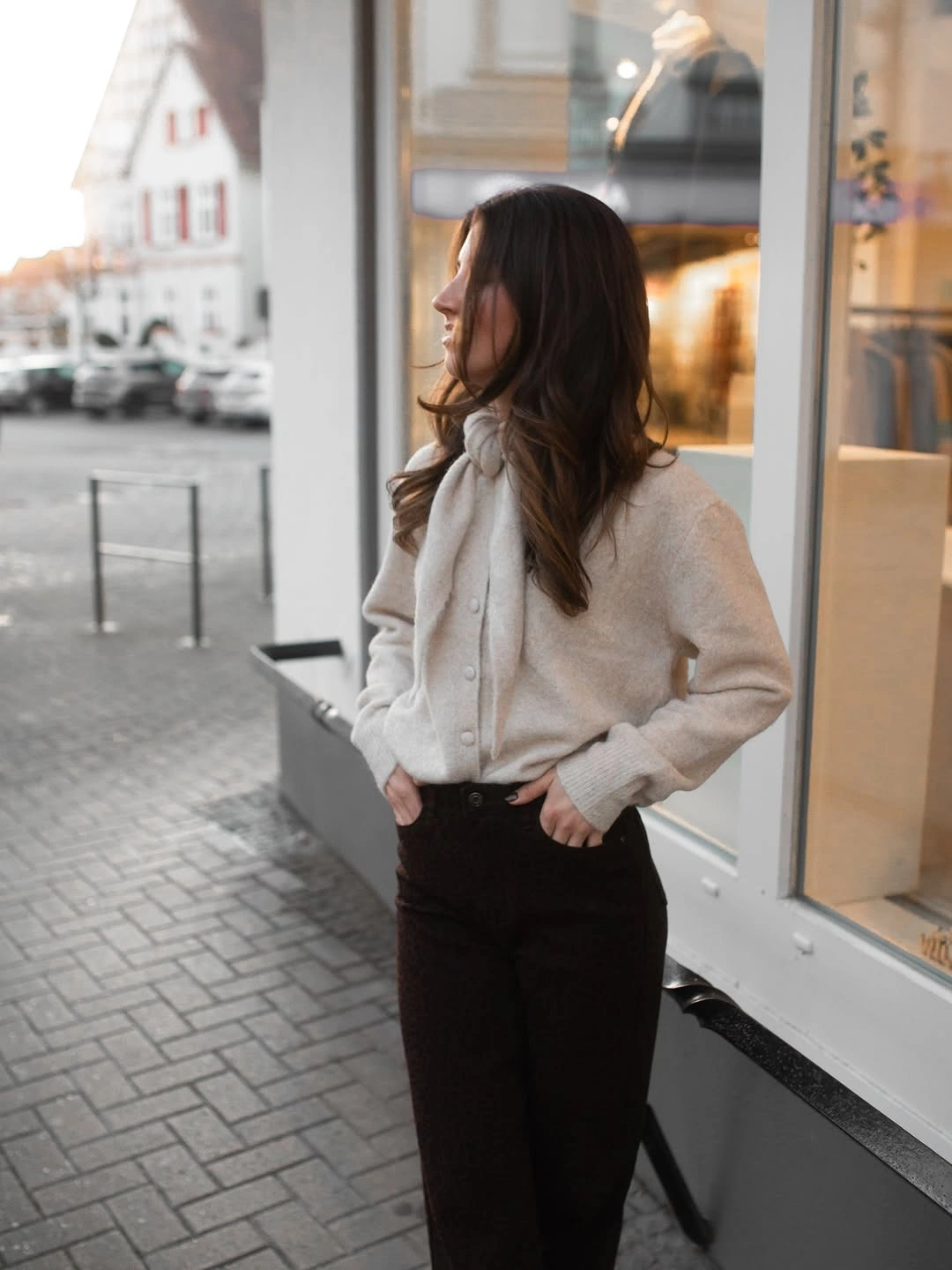 September outfits ideas 2026 Fuzzy Zip Jacket With Straight Black Trousers