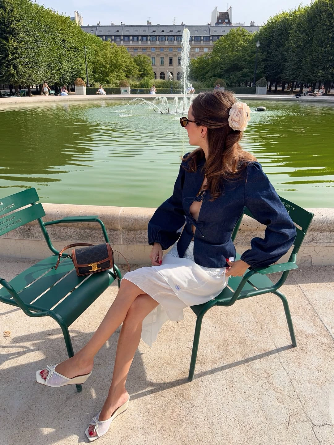September outfits ideas 2026 Navy Shirt With White Skirt And Slingbacks