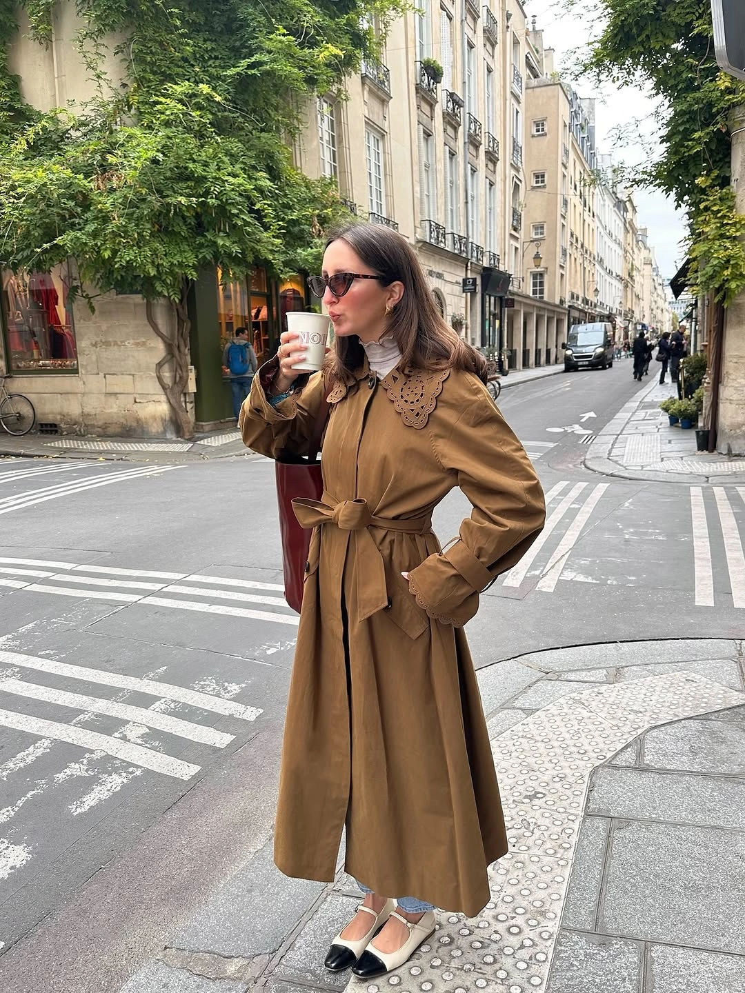 September outfits ideas 2026 Belted Camel Trench With Mary Jane Flats
