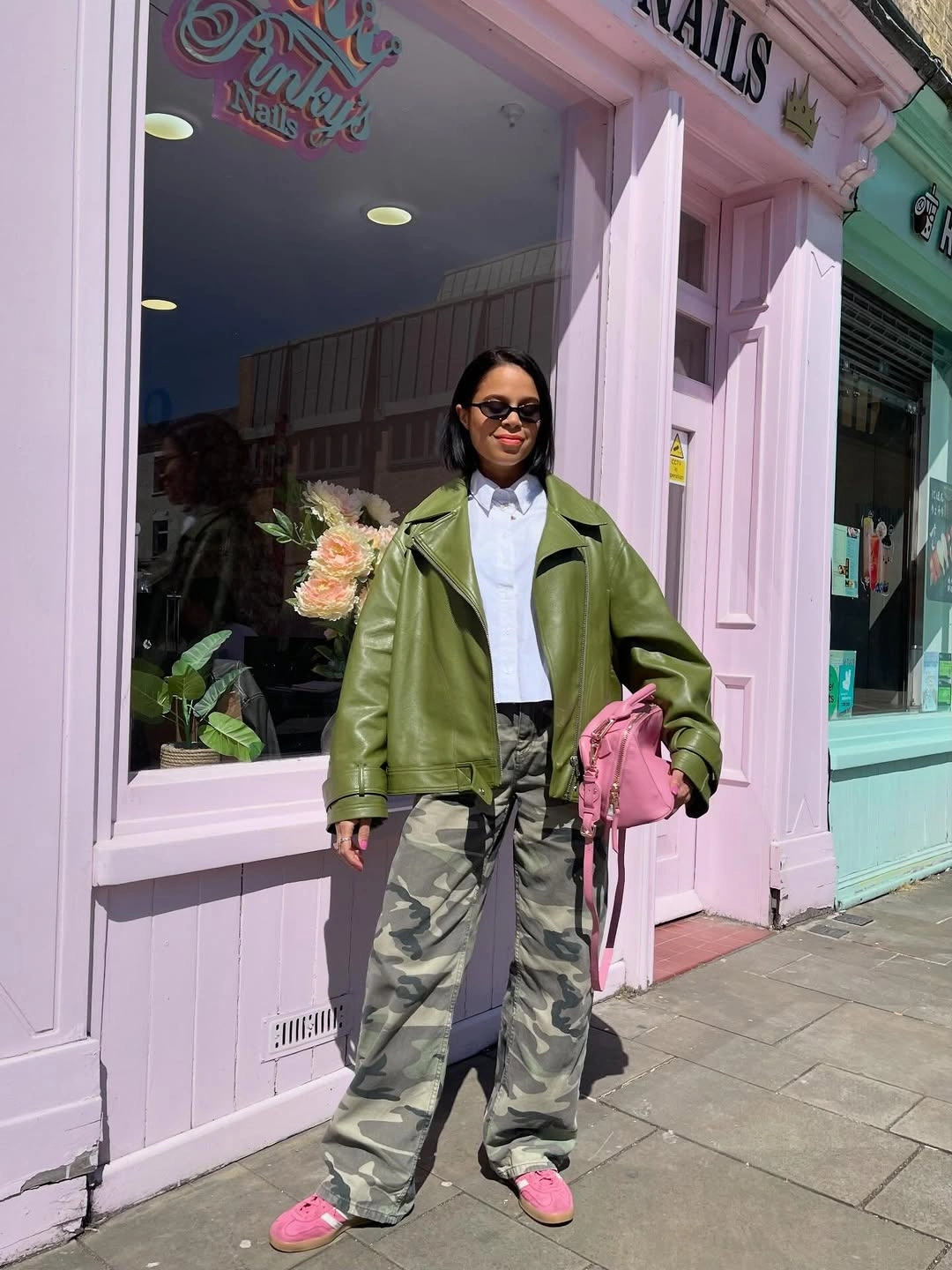 September outfits ideas 2026 Green Utility Jacket With Metallic Cargo Pants