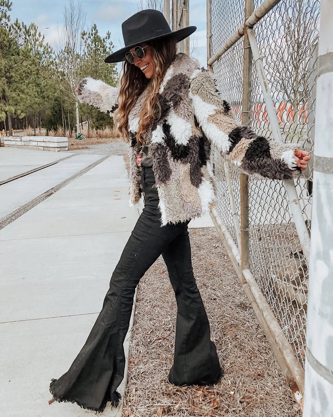 shaggy jacket Patchwork Texture with a Modern 70s Spirit