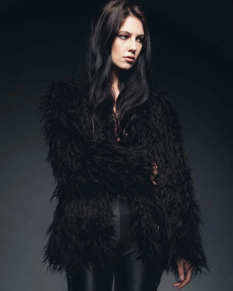 shaggy jacket Dark Glamour with a Modern Rock Influence