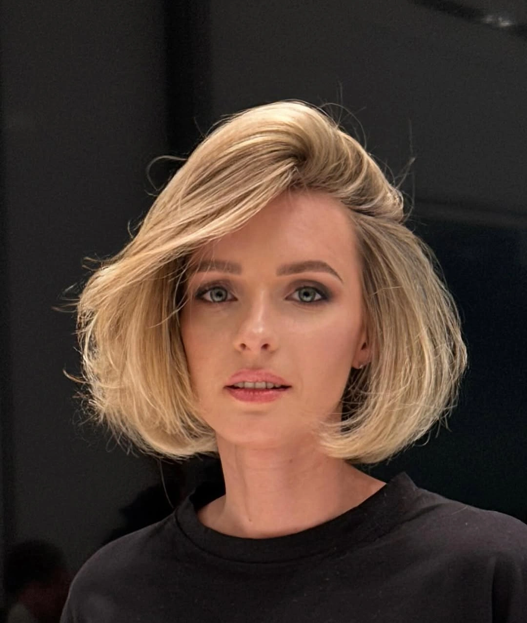 short bobbed hairstyle Classic Rounded Blonde Bob with Timeless Elegance