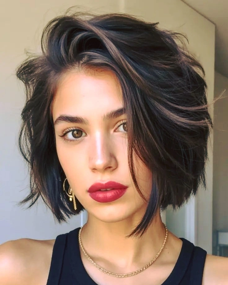 short bobbed hairstyle Modern Textured Bob with Effortless Volume