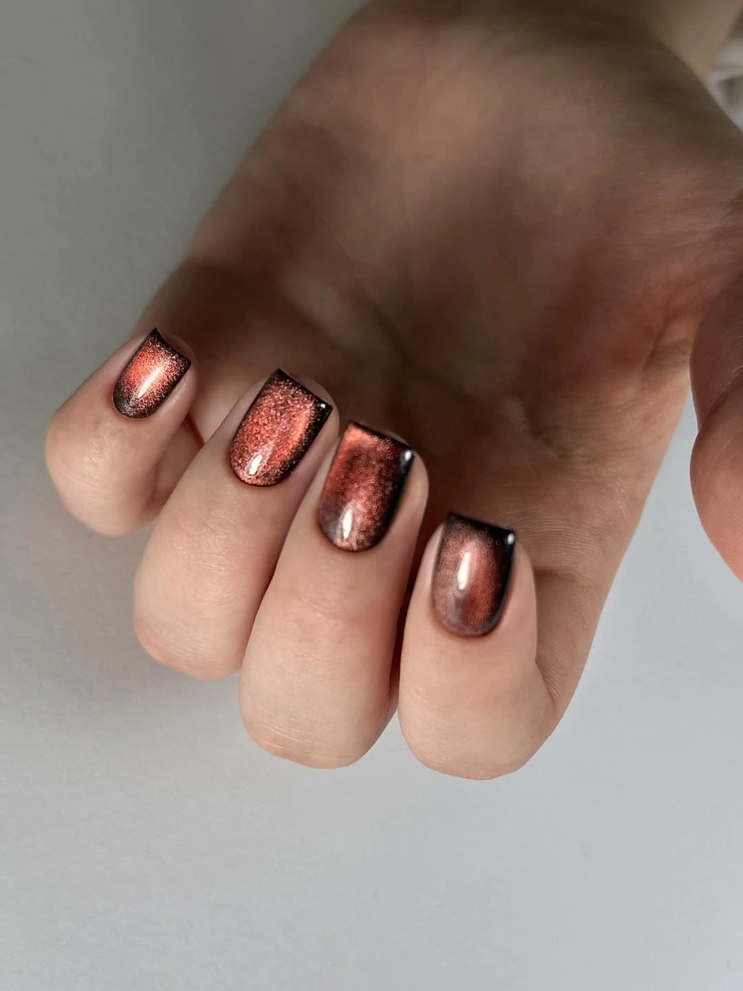 Reflective copper brown short square nails