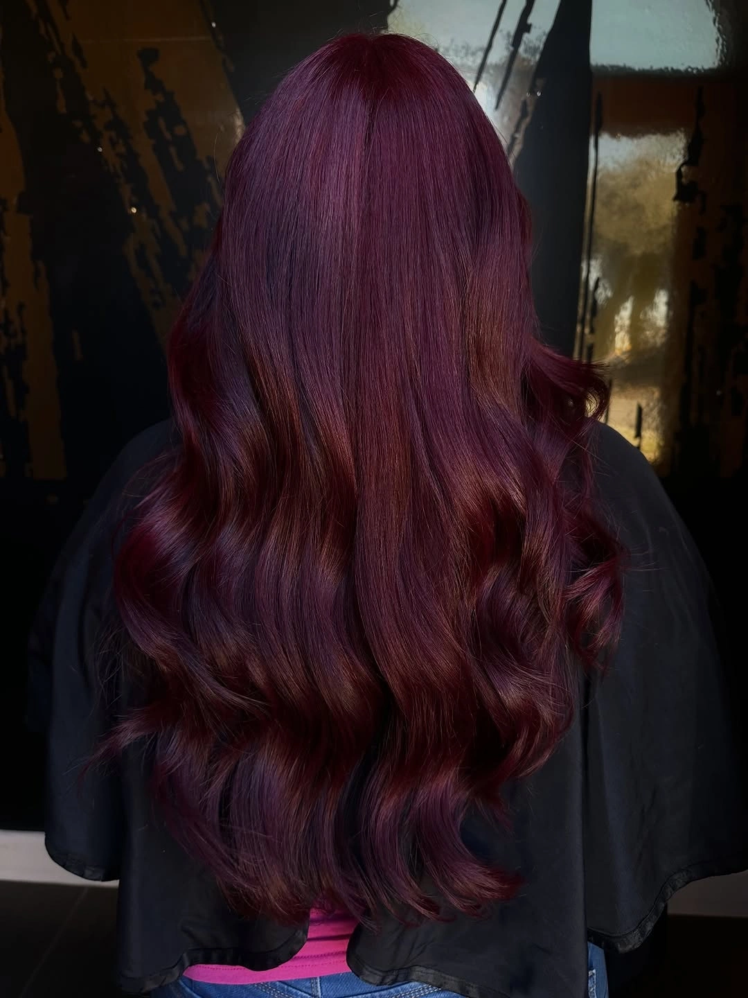 deep berry-burgundy waves with darker crown